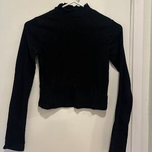 BRANDY MELVILLE Black Cropped Mock Turtle Neck